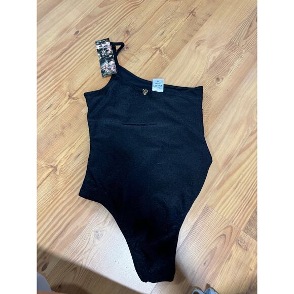 NWT LA SIRENE Asymmetric Neck One Shoulder One Piece Swimsuit Black Women's S/P - Picture 3 of 5